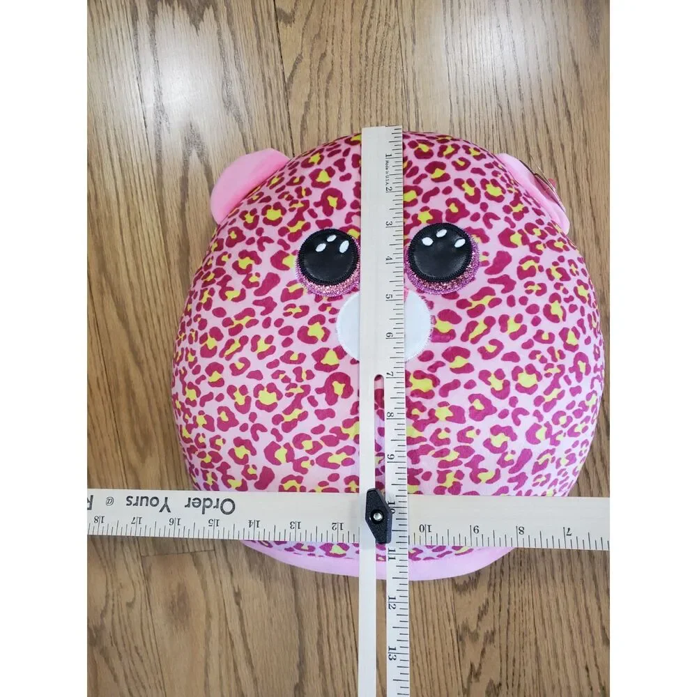Super Soft TY Squish a Boos 2021 LAINEY Pink Leopard Cushion Pillow 12” Clean